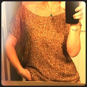 Haute Hippie ‘Junk Sequin Off Shoulder Blouse’